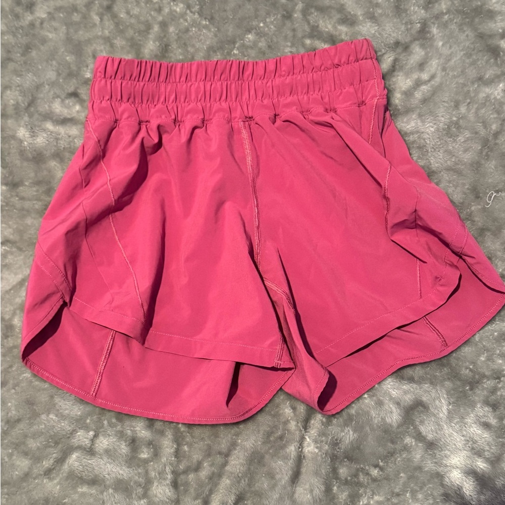 Lulu Lemon High-Rise Lined Shorts (Pink)